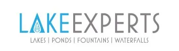 The logo for lake experts, lakes, ponds, fountains, waterfalls.
